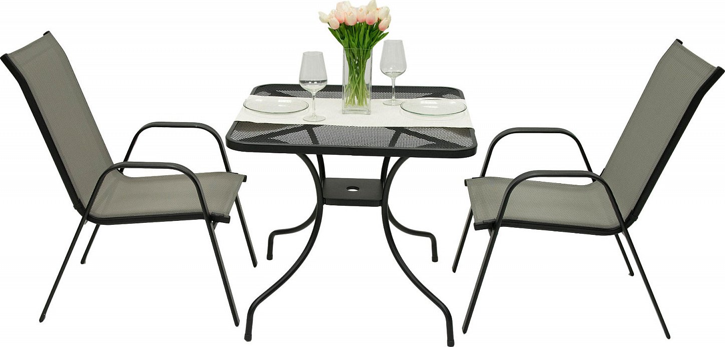 DEOKORK Zahradní kovová sestava TORONTO 1+2 (80x80 cm)