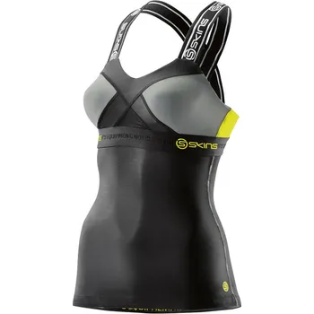 Dámské tričko SKINS DNAmic Womens Tank Top - Black/Limoncello (dámské kompresní tílko SKINS) M