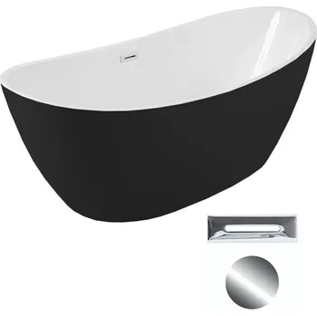 Vana Besco Akrylátová volně stojící vana Ayla BW Matt 170x80 Barva: Bílá/černá, Rozměry (cm): 170x80, Typ a barva výpustě: Click-Clack s přepadem, chrom