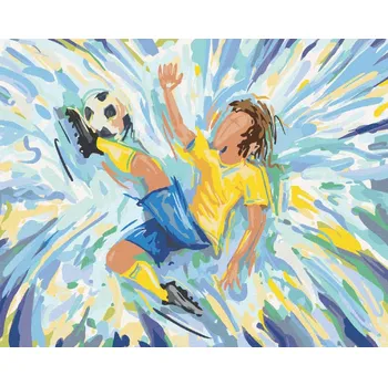 Diamondi Diamantové malování - FOTBALISTA NA MODRÉM POZADÍ Rozměr: 40x50 cm, Rámování: bez rámu a bez vypnutí plátna