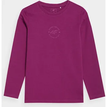 Dívčí tričko 4F 4FJAW23TLONF141 DARK PINK Dětské tričko EU 164