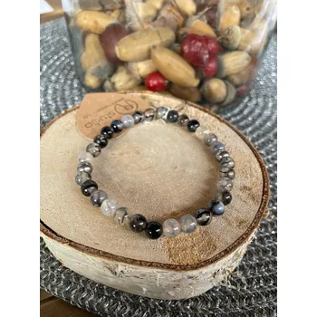 Náramek RV studio Louny s.r.o. Náramek Achát dračí černý s přízdobou 6 mm