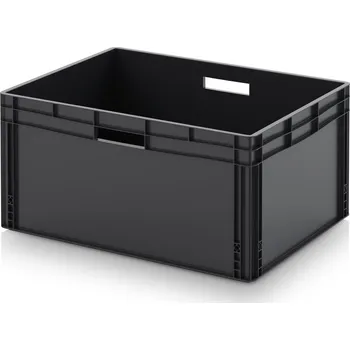paleta ESD euro přepravky 80 x 60 x 42 cm - Dopravní černá - materiál: ESD PP - ESD EG 86/42 HG HO