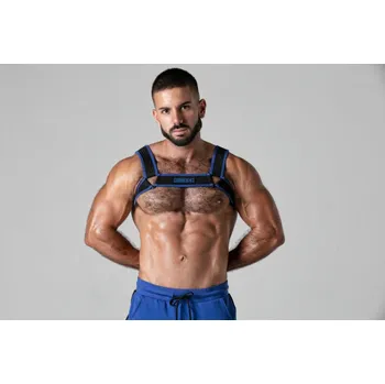 Pánské erotické prádlo Harness Locker Gear LK0743 Look At modrý XXL, elastický postroj pro muže