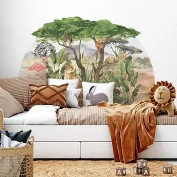 Samolepící dekorace YokoDesign Samolepka na zeď do dětského pokoje Safari Hostel Velikost: L