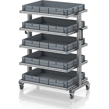 paleta Systémový přepravní vozík pro euro přepravku 80 x 60, výška 134 cm, bez výsuvu 103,4 x 65 x 134,6 cm - materiál: Aluminium / Stahl / Kunststoff / MPX - EG SW 134-1 8612