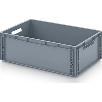 Euro přepravky uzavřené 60 x 40 x 22 cm, držadla otevřená - Stříbrošedá - materiál: PP - EG 64/22
