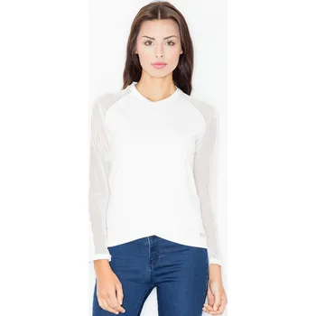 Dámské tričko Krémové dámské tričko Figl s dlouhým rukávem, 42/XL i10_P63496_2:788_