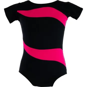 VFstyle Bavlněný gymnastický dres s krátkým rukávem Waves růžovo-černý Velikost: S Velikost od 122