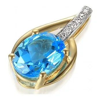Přívěsek Diamantový přívěsek Monroe, zlato s brilianty a modrým topazem (blue topaz) Materiál šperku: Žluté zlato