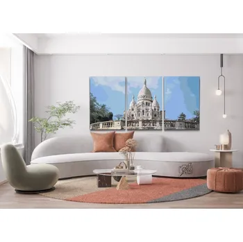 Malování podle čísel - Sacre Coeur (sada 3ks) Velikost: 3ks 30x40cm, Rámování: Pouze srolované plátno