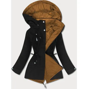 Dámská cargo bunda Černo-karamelová oboustranná bunda pro ženy 346 MHM, odstíny hnědé 46 i392_18882-R