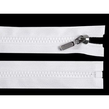 Zip Kostěný zip No 5 délka 90 cm s ozdobným jezdcem, malé, 101 bílá