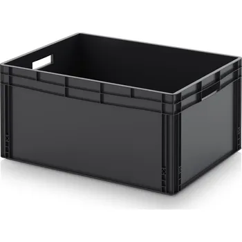 paleta ESD euro přepravky 80 x 60 x 42 cm - Dopravní černá - materiál: ESD PP - ESD EG 86/42