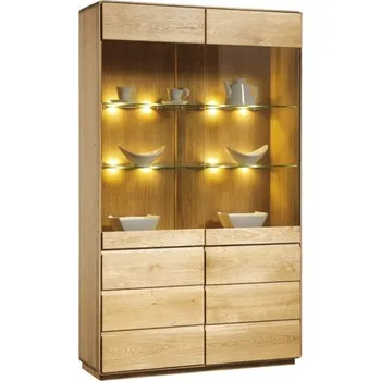 Knihovna Dubová dvoudveřová prosklená vitrína Atlanta - dub přírodní