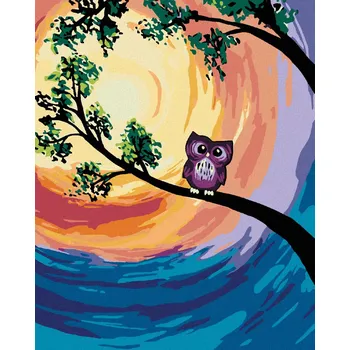Hračka Diamondi Diamantové malování - MALÁ FIALKOVÁ SOVIČKA Rozměr: 40x50 cm, Rámování: bez rámu a bez vypnutí plátna