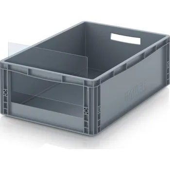 paleta Skladové otevřené přepravky v euro formátu SK ES 60 x 40 x 22 cm - Stříbrošedá - materiál: PP - SK S ES 64/22