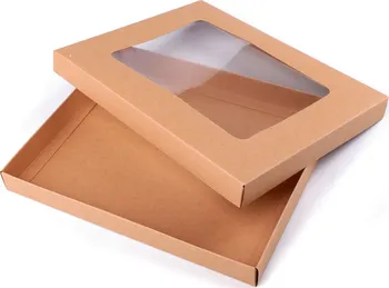 Dárková krabička Stoklasa Papírová krabice s průhledem 22 x 27 cm hnědá přírodní