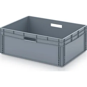 paleta Euro přepravky uzavřené 80 x 60 x 32 cm, držadla zavřená - Stříbrošedá - materiál: PP - EG 86/32 HG HO