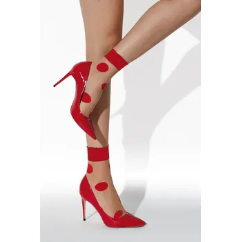 Dámské ponožky Dámské vzorované ponožky BLOB Knittex, naturel-rosso UNI i170_5906906031153