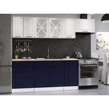 Kuchyňská linka Kuchyňská linka Magda 240/180 bílá/tm.modrá MAT