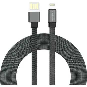 Kabel GoGEN USB-A / Lightning, 1m, oboustranný, plochý, šedý