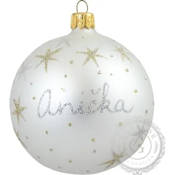 GLASSOR Skleněná vánoční koule se jménem světle stříbrný mat