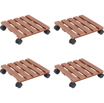Stojan na květiny vidaXL Vozíky na rostliny 4 ks hnědé 30 x 30 x 7,5 cm WPC