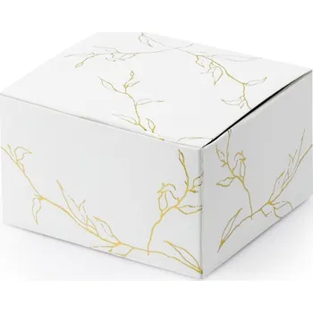 Dárková krabička Dárková krabička bílá s větvičkami - 10 ks