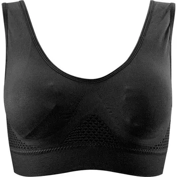 Podprsenka Dámská sportovní bezešvá push up podprsenka se síťováním a bez kostic- plus size velikosti Barva: Hollow Out&nbsp; černá, Velikost: XXL