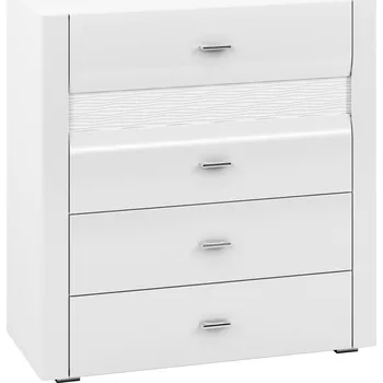 Ložnicová sestava Komoda ARKO 08, Bílá/Bílý lesk