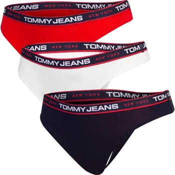 Dámské spodní prádlo TOMMY HILFIGER DÁMSKÁ TANGLA 3P THONG BLACK/WHITE/RED UW0UW04709 0WE Velikost: XS