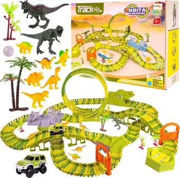Set autodráh MalPlay Dinosaur Track Toys autodráha s autíčkem na baterii a dinosaury 324 dílků