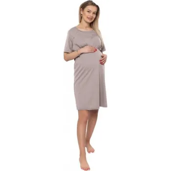 Těhotenská móda Be MaaMaa Dámská těhotenská/kojící noční košile Luna, béžová, vel. XL, XL (42)