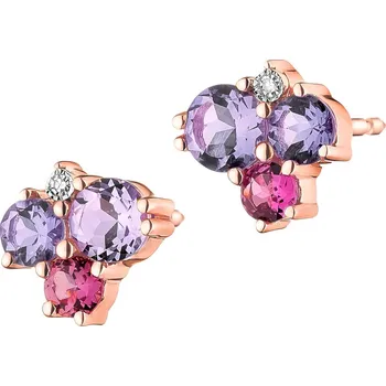 Náušnice Náušnice z růžového zlata s diamanty, turmalíny a ametysty - ryzost 585 - 189.337
