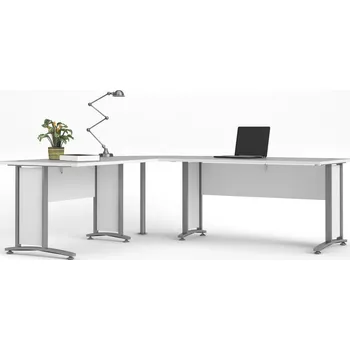 Psací stůl Rohový psací stůl OFFICE 80400/72, Bílá/světle šedá