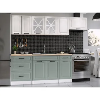 Kuchyňská linka Kuchyňská linka Magda 240/180 bílá/sv.zelená MAT