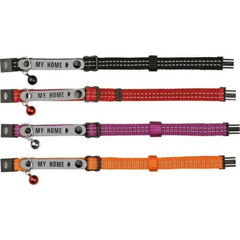 Nylonový obojek pro kočku, s adresou, reflexní, různé barvy