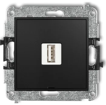 Elektrická zásuvka KARLIK Jednoduchá nabíječka USB A, MAX 5W, 5V, 1A bez pole popisu Barva: Matná černá