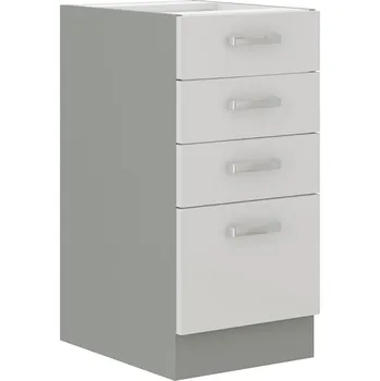 Kuchyňská skříňka Kuchyňská dolní skříňka BOLZANO 40 D 4S BB, bílý lesk/šedá