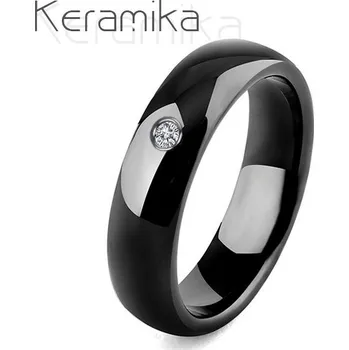 Prsten KM1010-6 Dámský keramický prsten černý, šíře 6 mm (62)