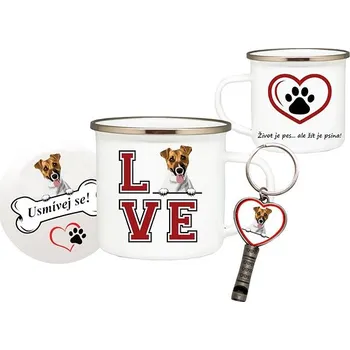 Coolkousky Set plecháček, podtácek, přívěšek Jack Russell teriér