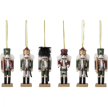 Vánoční dekorace Bloomingville, Dřevěné vánoční ozdoby louskaček Nikita Ornament Green, 6ks | zelená