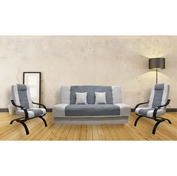 Sedací souprava Sedací souprava Jola 3F+1+1 šedá/dřevo wenge