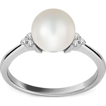 Prsten Prsten z bílého zlata s perlou a zirkony Palmer 8 mm IZ12172AB + dárkové balení LUXUS zdarma
