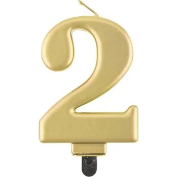 Dortová svíčka Godan Narozeninová svíčka na dort číslo 2 8 cm metalicky zlatá