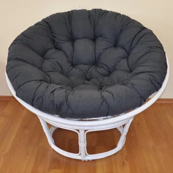 Papasan Ratanový papasan 100 cm bílý, polstr tmavě šedý melír
