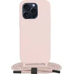 Kryt iPhone 15 Pro pudrový se šňůrkou (obal neboli pouzdro na iPhone 15 Pro)