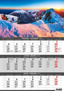 Kalendář Helma365 Tříměsíční nástěnný kalendář Hory 2024