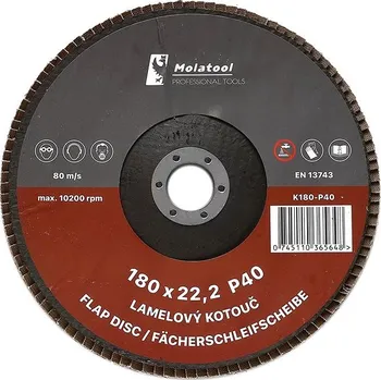 Brusný kotouč Lamelový brusný kotouč Molatool Korund 180 mm P60